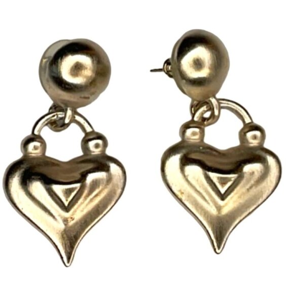 Vintage Anne‎ Klein Silver-tone Heart shaped metallic post back earrings - Picture 1 of 3